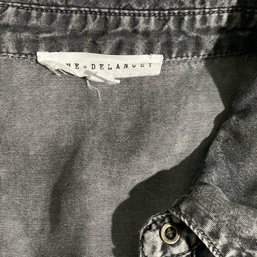 Jane + Delancey Black Chambray Distressed Button Down